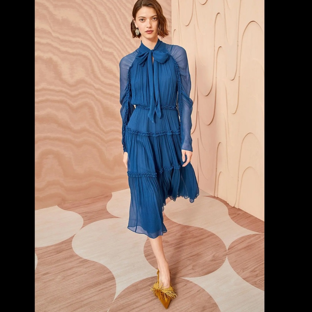 NWT ULLA JOHNSON Idalia Midi Dress Sapphire Sz 2